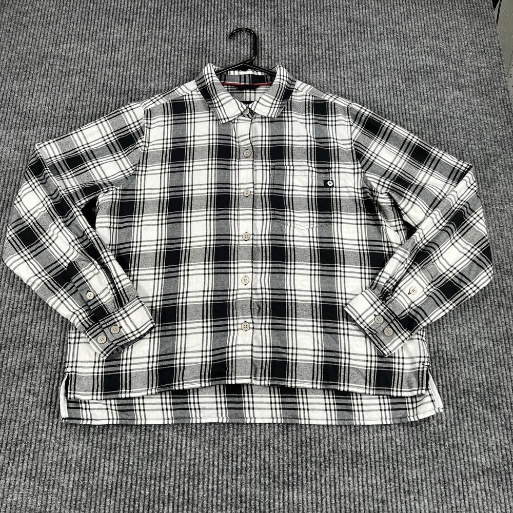 Marmot Shirt Womens Medium Black White Plaid Flannel Button Up Outdoor Casual